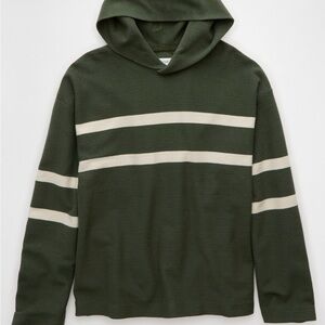 Men's Green Striped Baja Hoodie Shirt